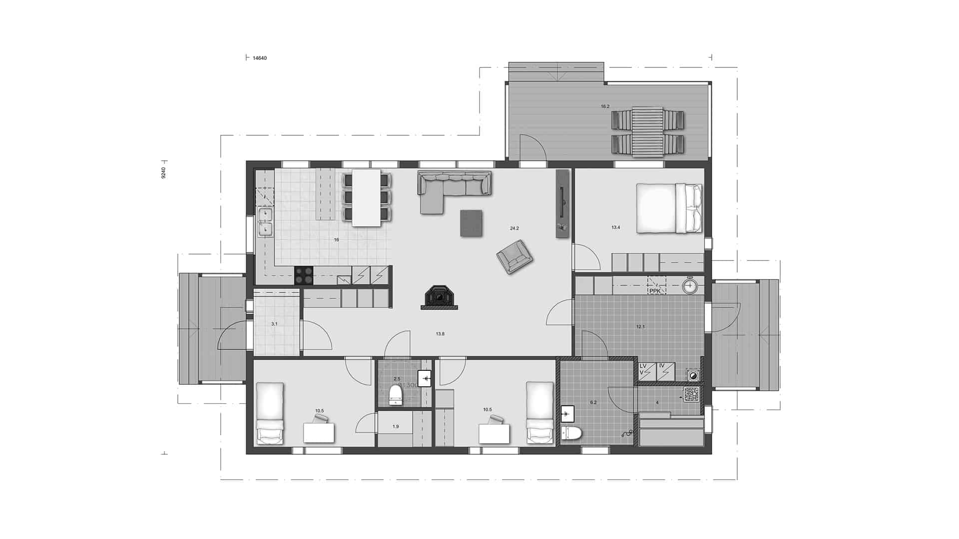 Дом из бруса 15×9 м Дом из бруса 15×9 м